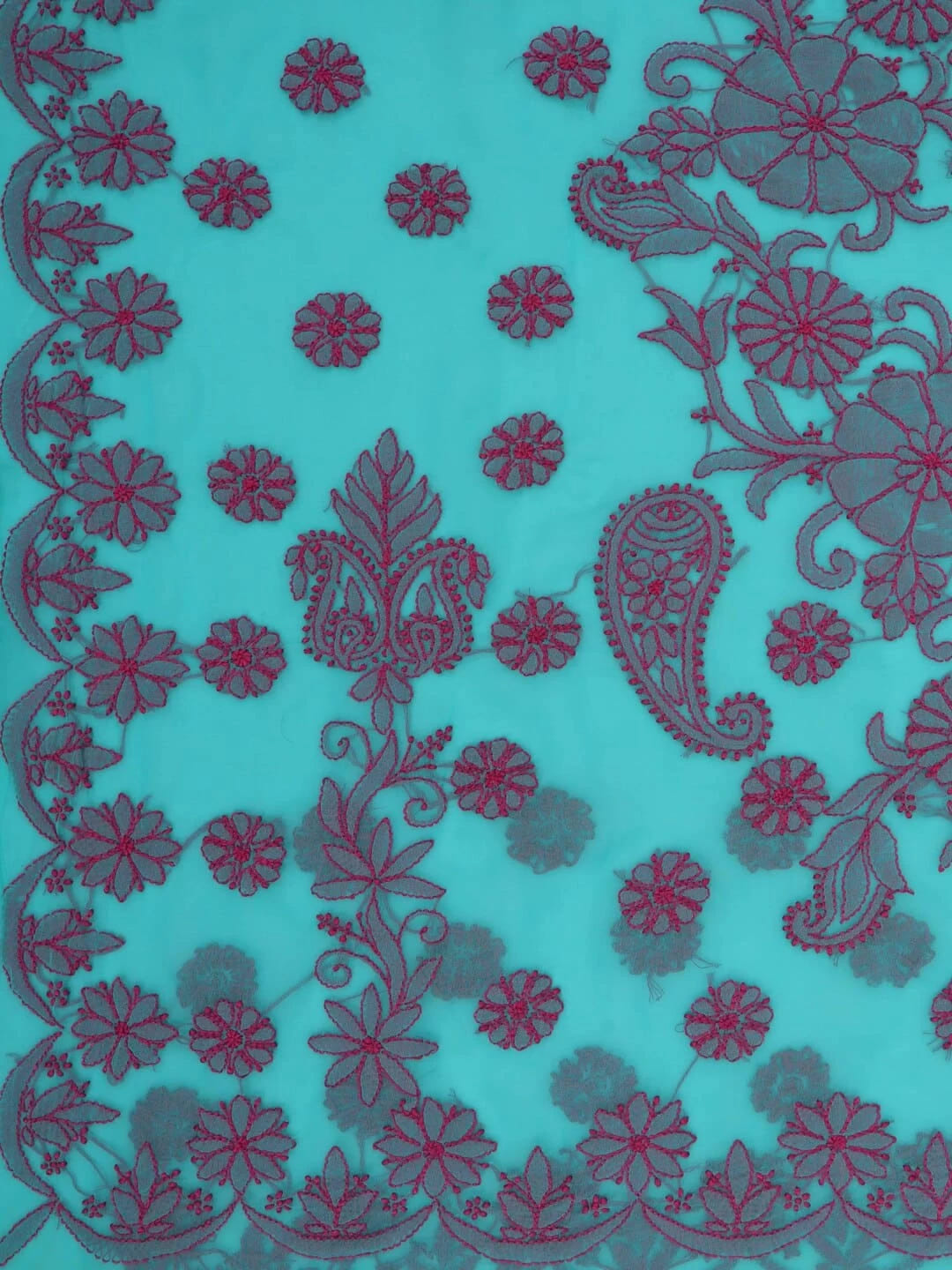 Ada Hand Embroidered Rama Green Georgette Lucknowi Chikankari Saree With Blouse 01A238069