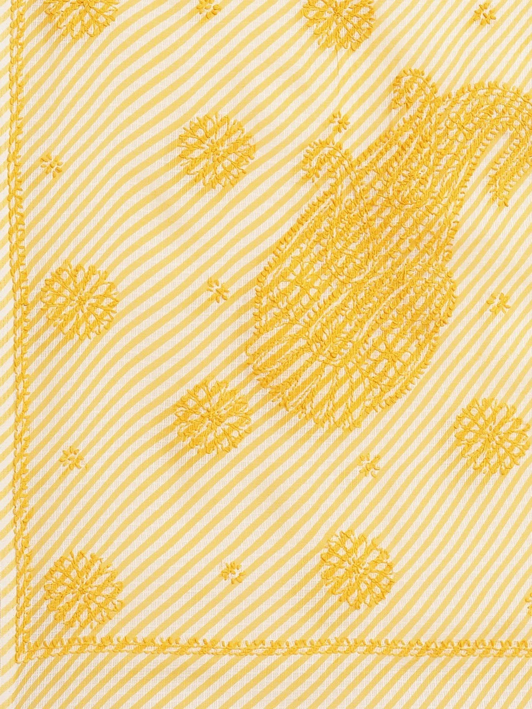 Ada Hand Embroidered Yellow Kota Lucknow Chikankari Saree With Blouse A311354