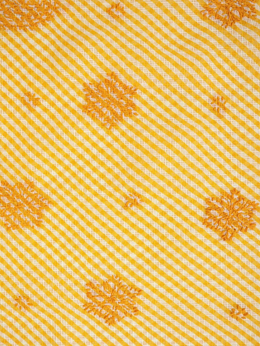 Ada Hand Embroidered Yellow Kota Lucknow Chikankari Saree With Blouse A311354