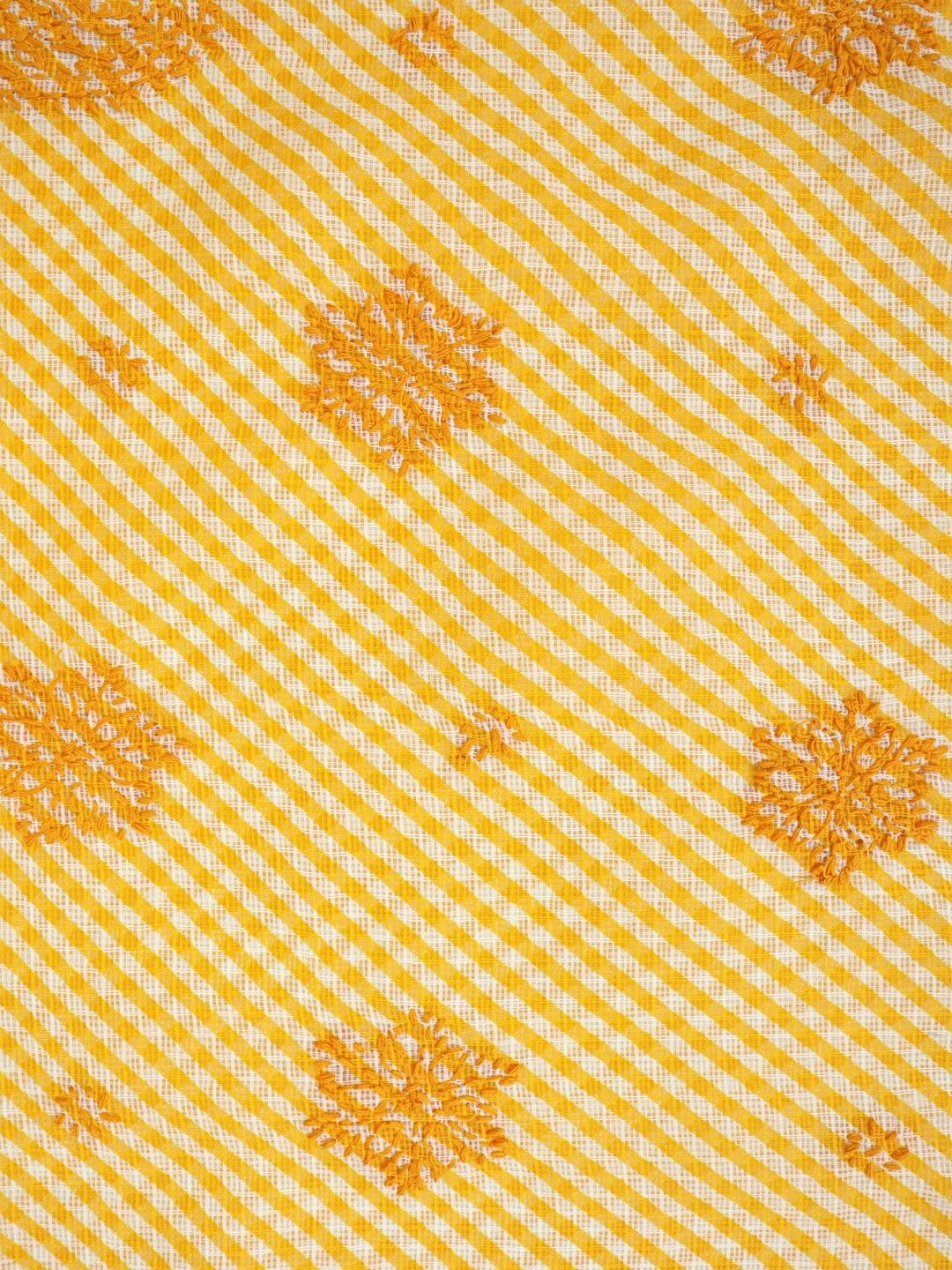 Ada Hand Embroidered Yellow Kota Lucknow Chikankari Saree With Blouse A311354