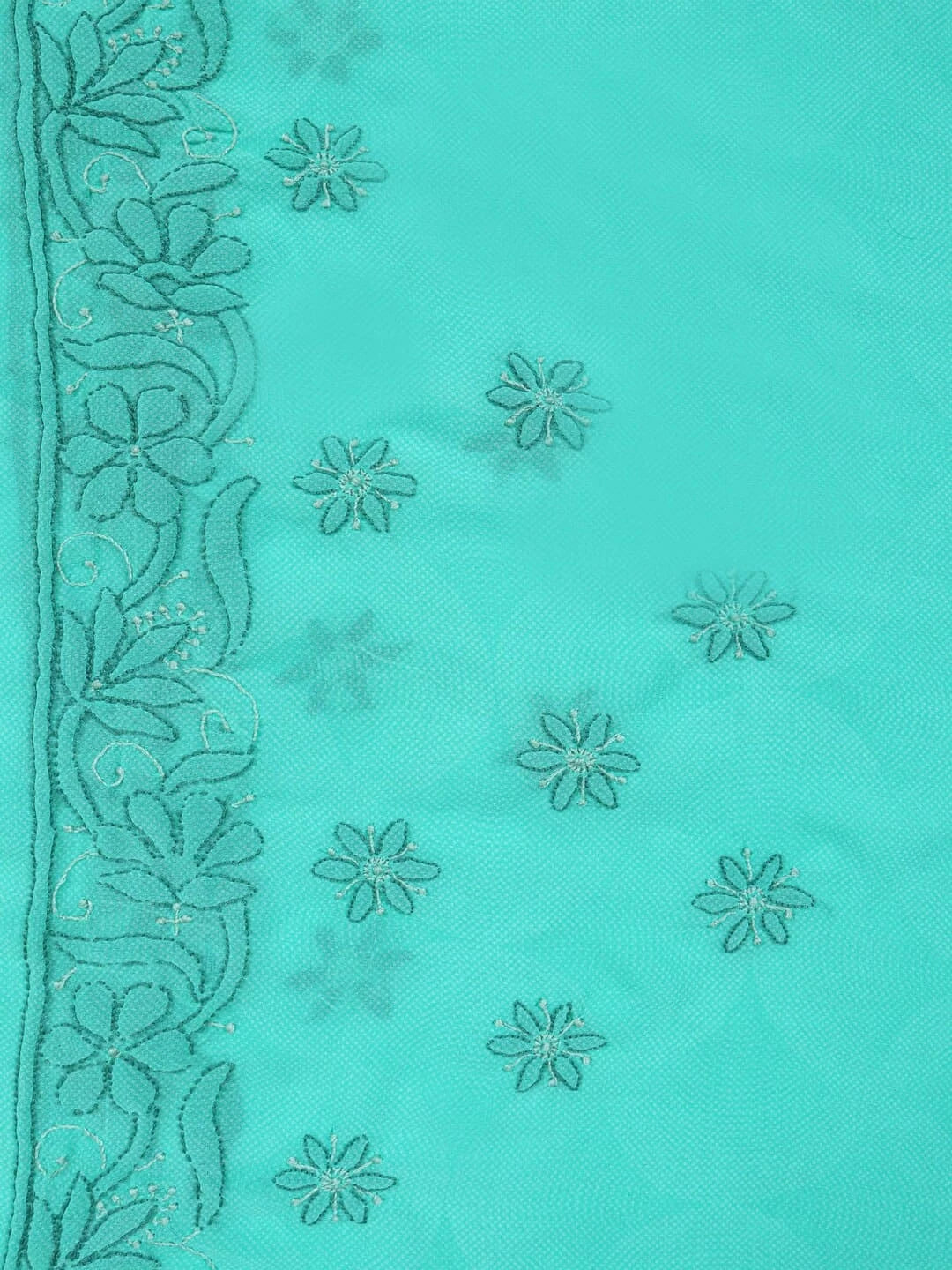 Ada Hand Embroidered Green Georgette Lucknowi Chikankari Saree With Blouse A599515