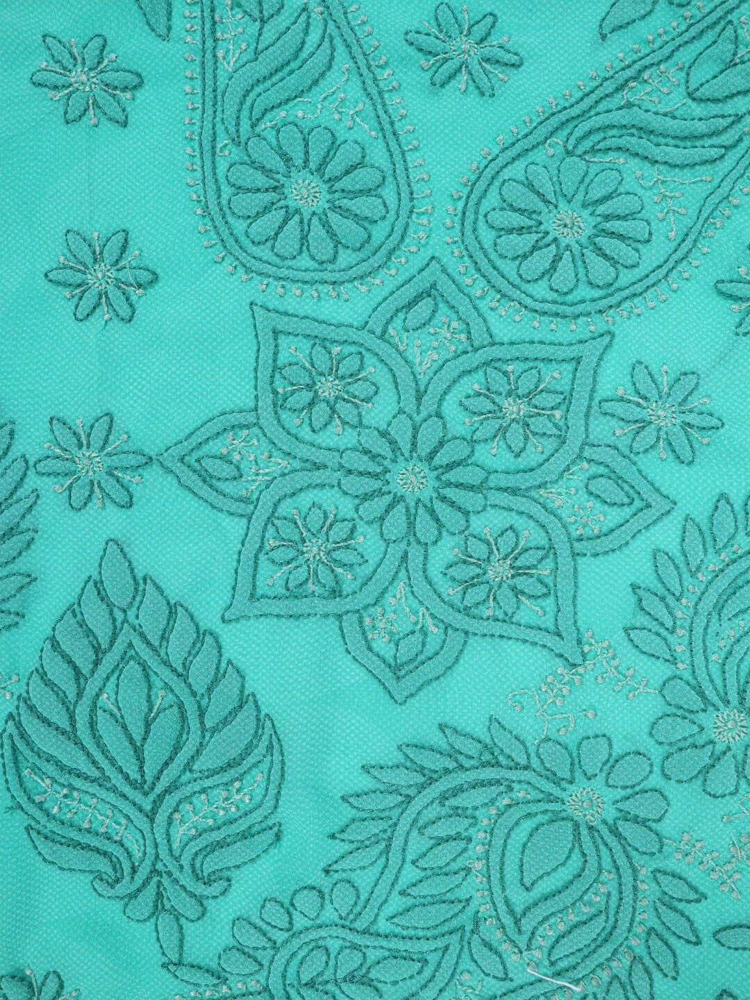 Ada Hand Embroidered Green Georgette Lucknowi Chikankari Saree With Blouse A599515