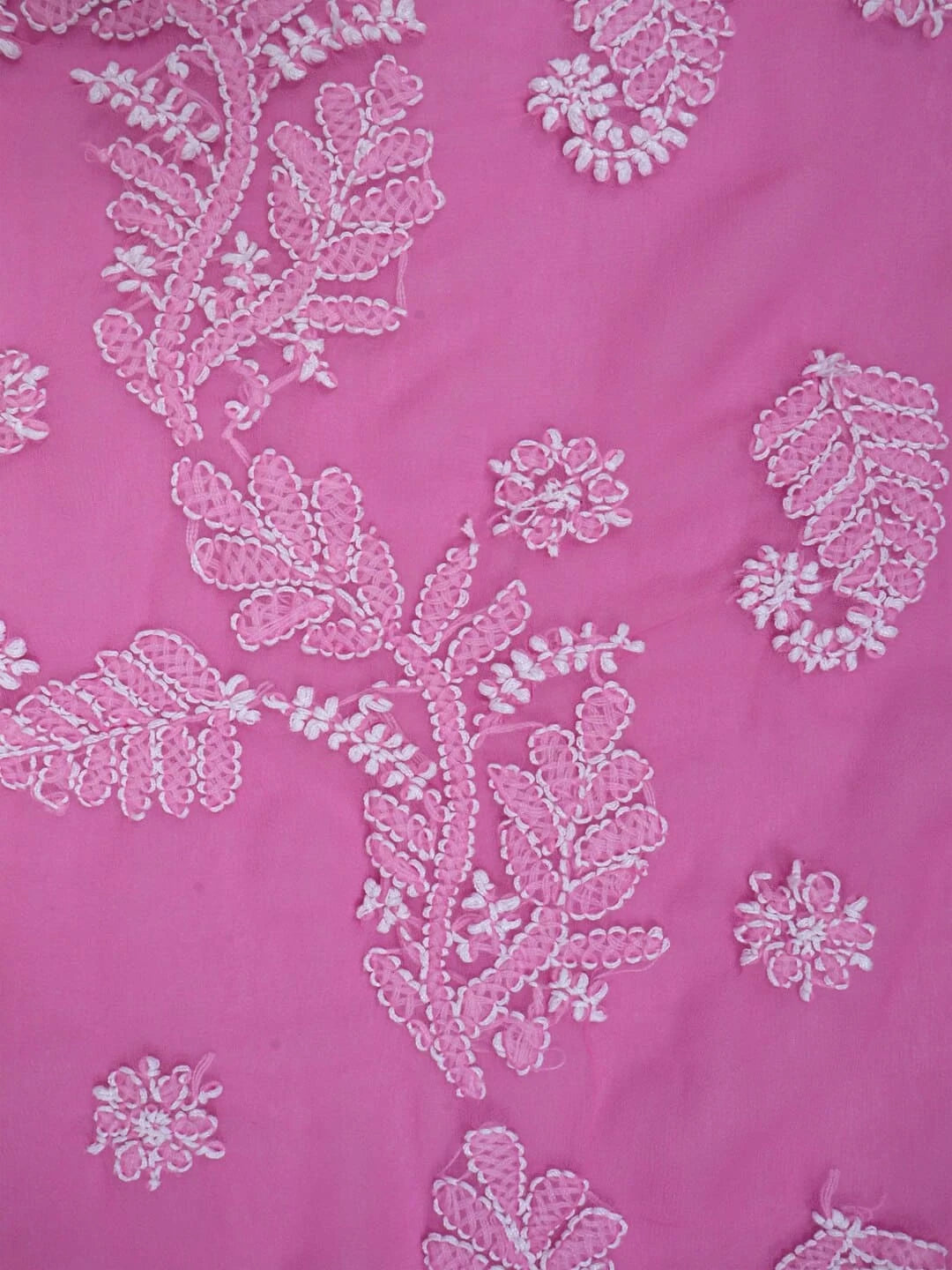 Ada Hand Embroidered Pink Georgette Lucknowi Chikankari Saree/Blouse A452093