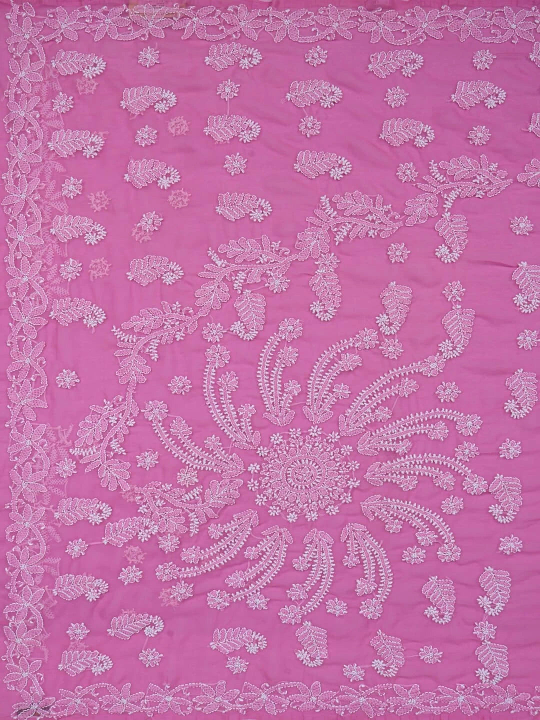 Ada Hand Embroidered Pink Georgette Lucknowi Chikankari Saree/Blouse A452093