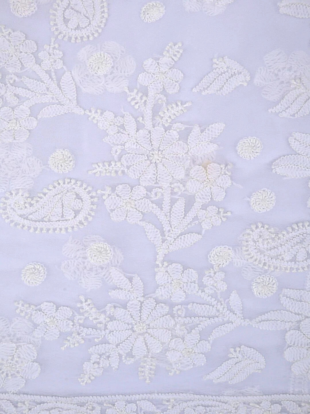 Ada Hand Embroidered White Georgette Lucknowi Chikankari Saree With Blouse 01A103944