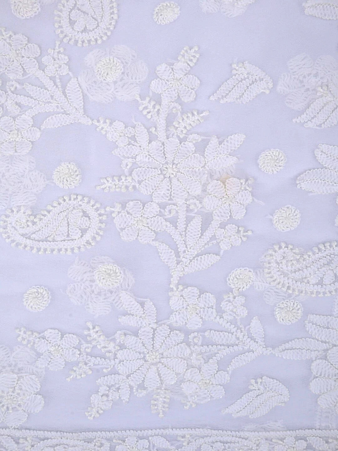 Ada Hand Embroidered White Georgette Lucknowi Chikankari Saree With Blouse 01A103944