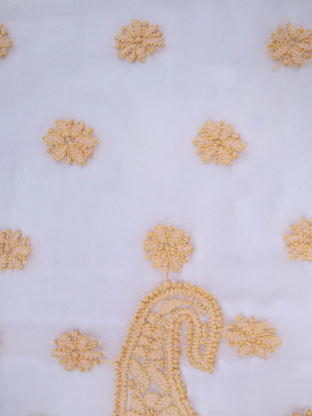 Ada Hand Embroidered White Georgette Lucknowi Chikankari Saree and Blouse 01A194221