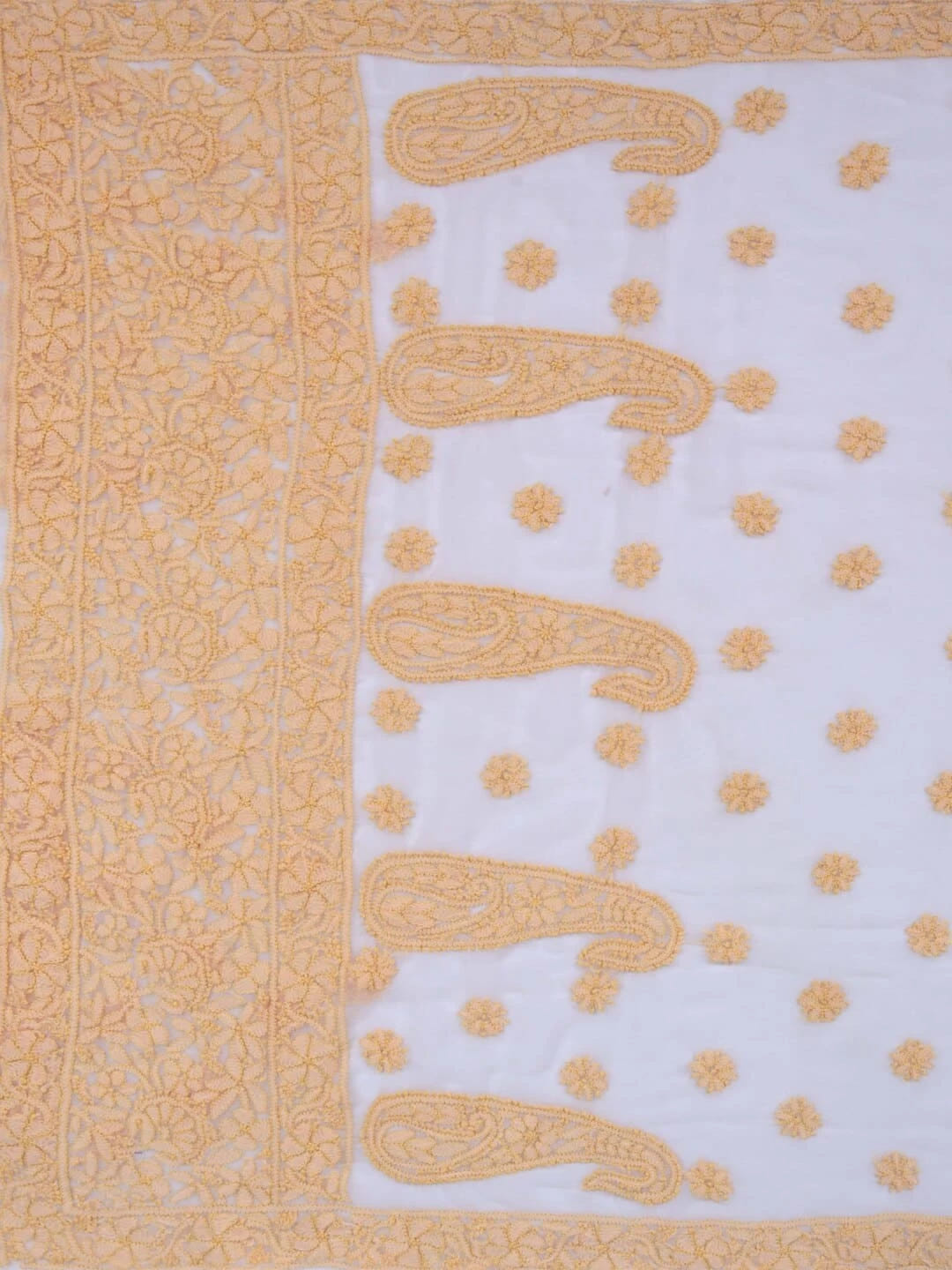 Ada Hand Embroidered White Georgette Lucknowi Chikankari Saree and Blouse 01A194221