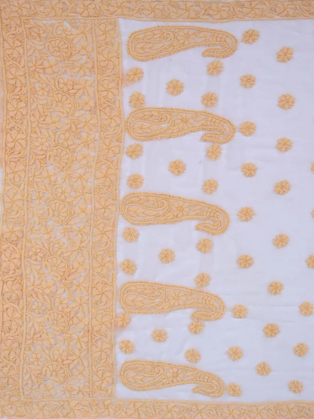 Ada Hand Embroidered White Georgette Lucknowi Chikankari Saree and Blouse 01A194221