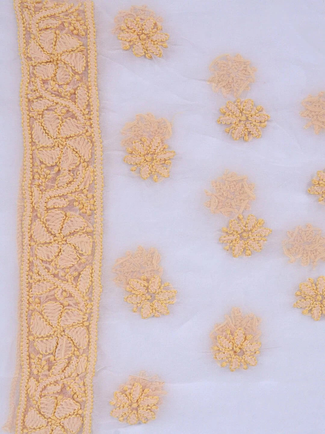 Ada Hand Embroidered White Georgette Lucknowi Chikankari Saree and Blouse 01A194221