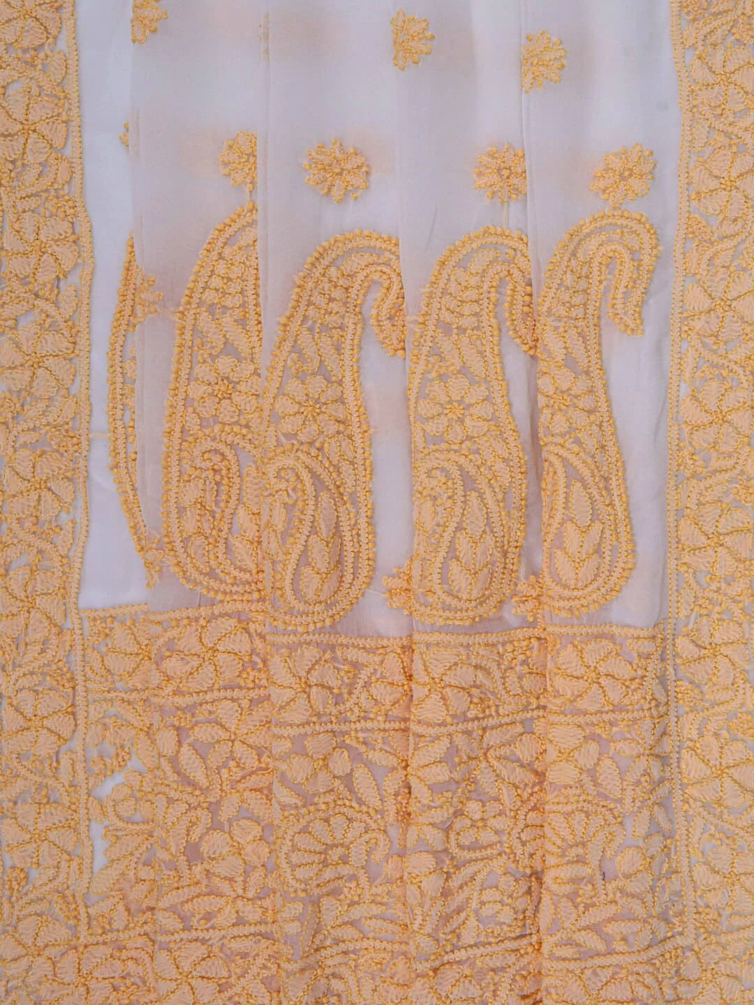 Ada Hand Embroidered White Georgette Lucknowi Chikankari Saree and Blouse 01A194221