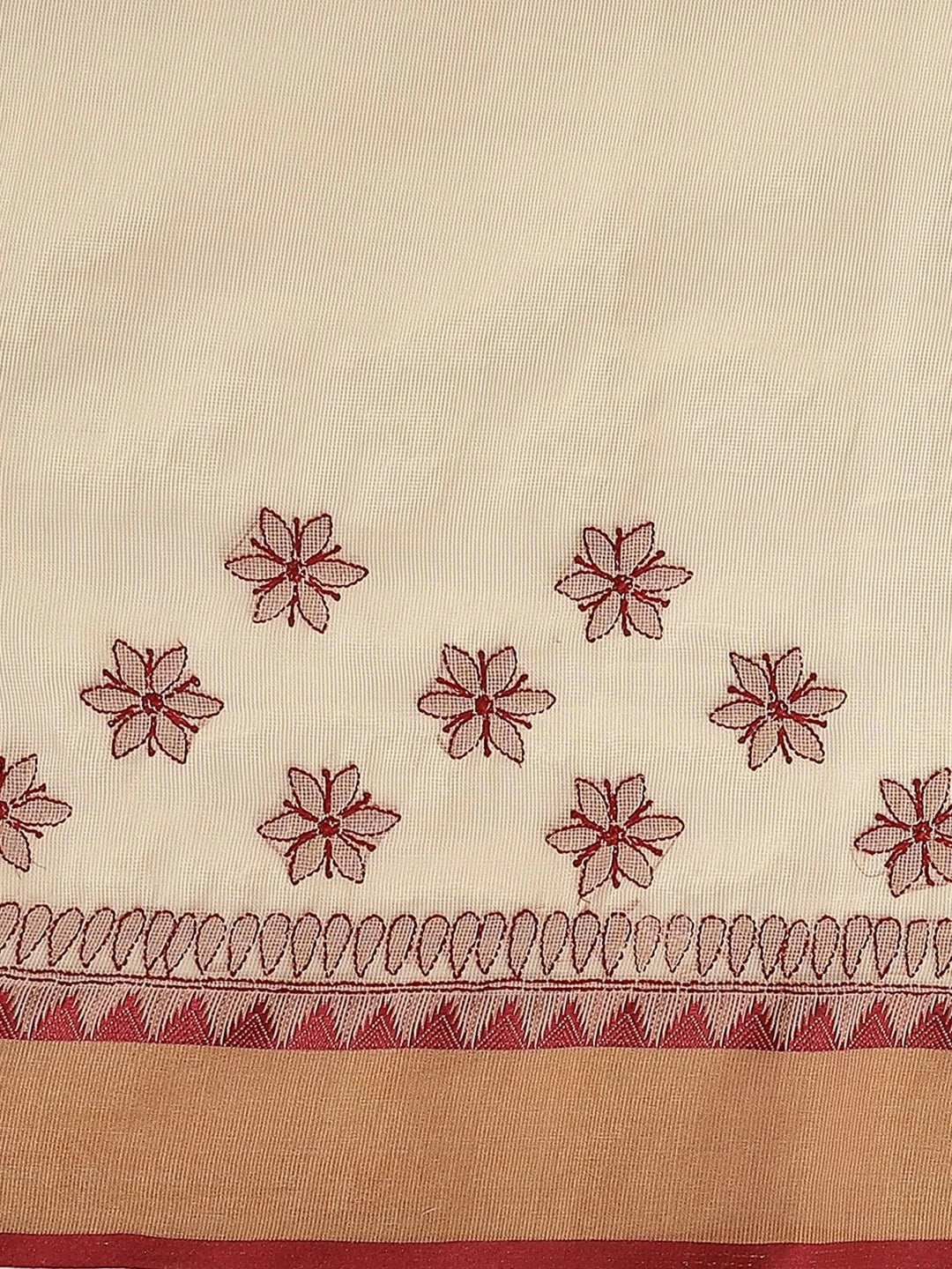 Ada Hand Embroidered Fawn Kota Lucknowi Chikankari Saree With Blouse A311241