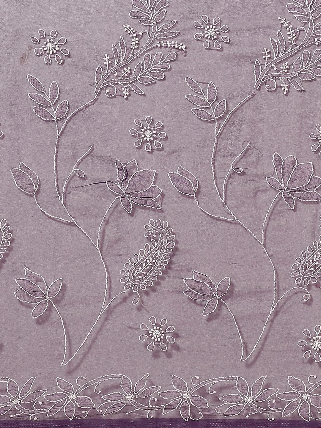 Ada Hand Embroidered Purple Georgette Lucknowi Chikankari Saree With Blouse A130081