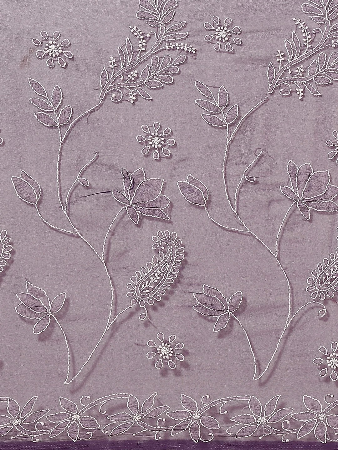 Ada Hand Embroidered Purple Georgette Lucknowi Chikankari Saree With Blouse A130081