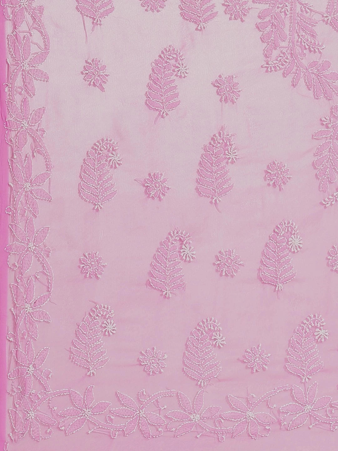 Ada Hand Embroidered Pink Georgette Lucknowi Chikankari Saree With Blouse A129594
