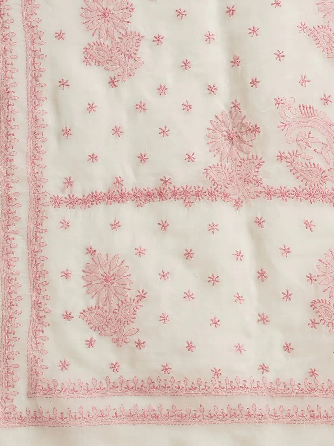 Ada Hand Embroidered Cream Cotton Lucknowi Chikankari Saree With Blouse A311316