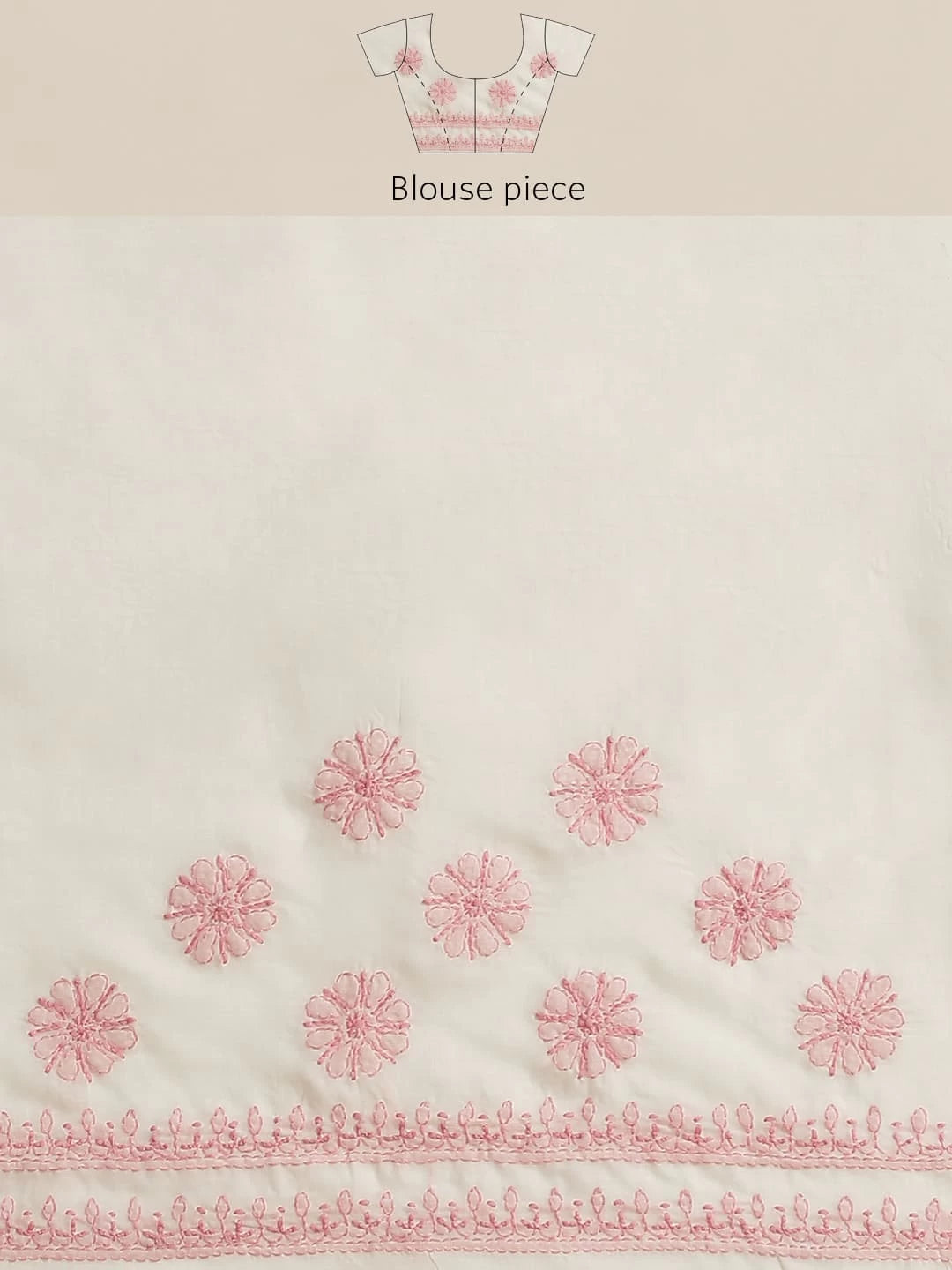 Ada Hand Embroidered Cream Cotton Lucknowi Chikankari Saree With Blouse A311316