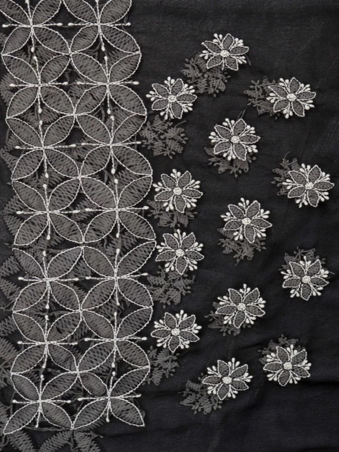 Ada Hand Embroidered Black Georgette Lucknowi Chikankari Saree with Blouse 01A103951