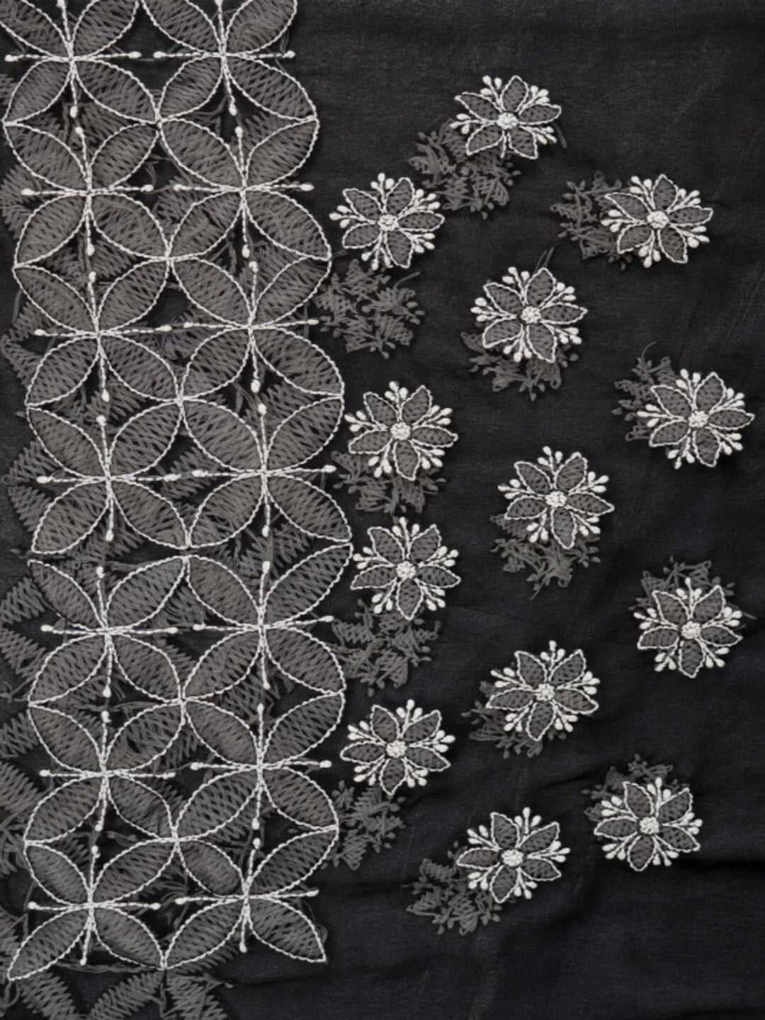Ada Hand Embroidered Black Georgette Lucknowi Chikankari Saree with Blouse 01A103951