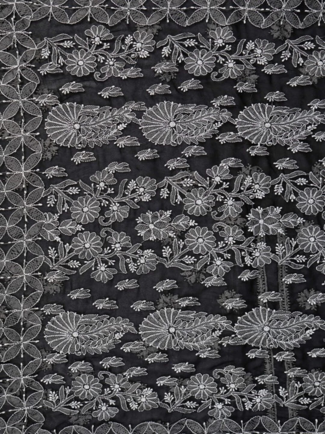 Ada Hand Embroidered Black Georgette Lucknowi Chikankari Saree with Blouse 01A103951