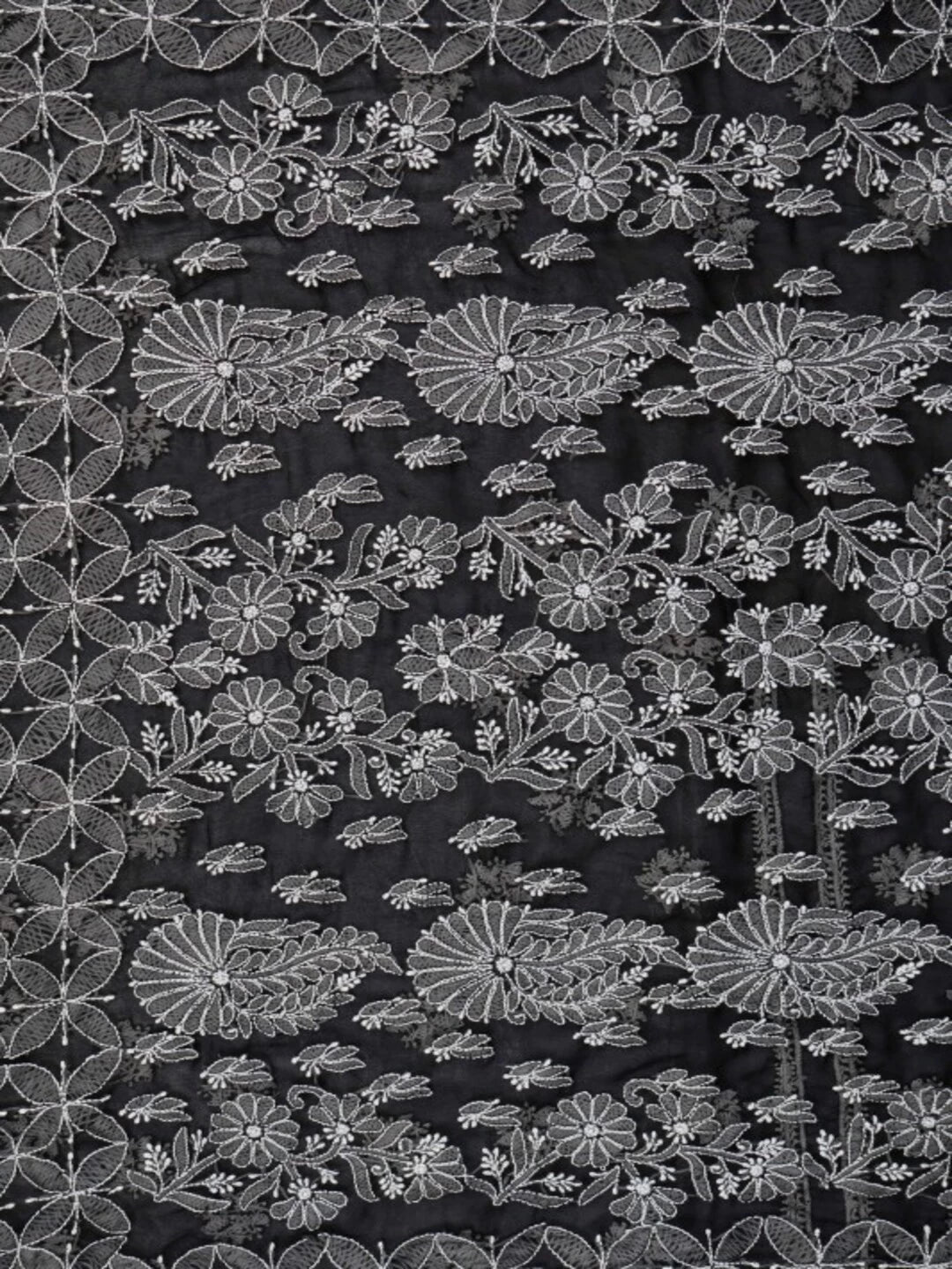 Ada Hand Embroidered Black Georgette Lucknowi Chikankari Saree with Blouse 01A103951