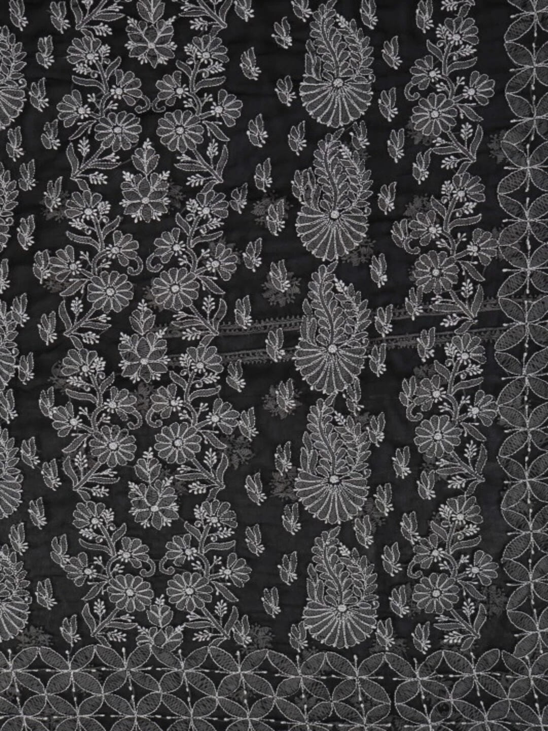 Ada Hand Embroidered Black Georgette Lucknowi Chikankari Saree with Blouse 01A103951