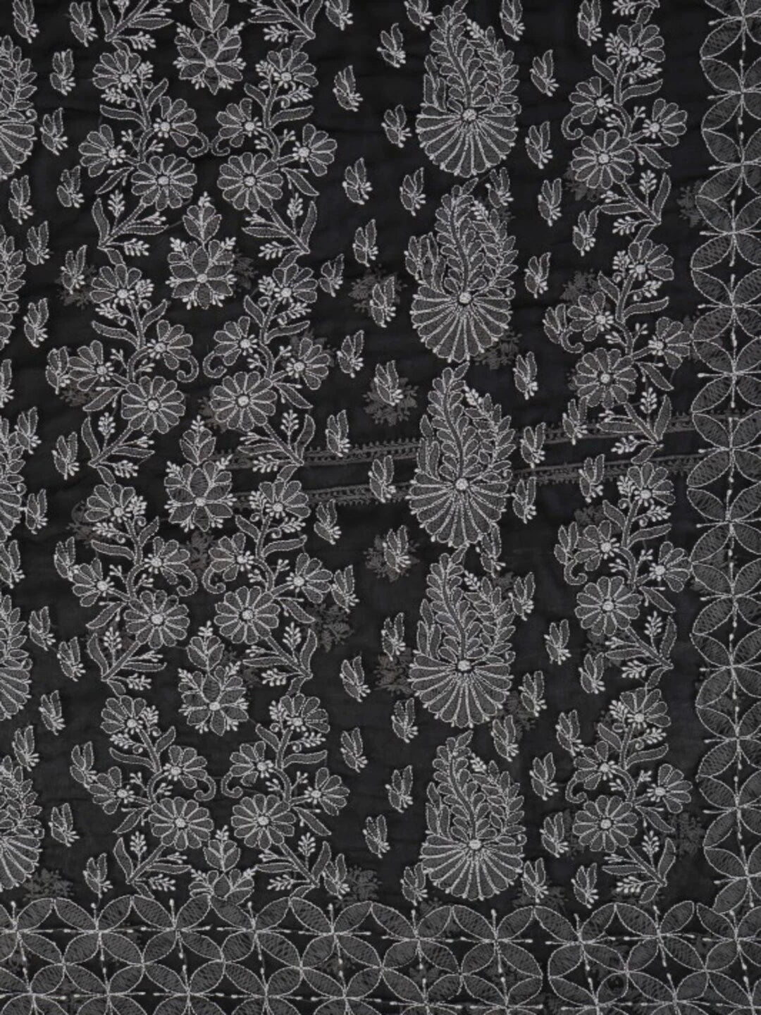 Ada Hand Embroidered Black Georgette Lucknowi Chikankari Saree with Blouse 01A103951