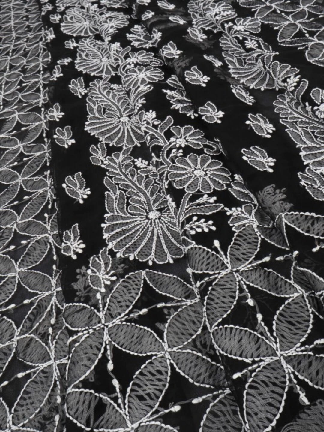 Ada Hand Embroidered Black Georgette Lucknowi Chikankari Saree with Blouse 01A103951