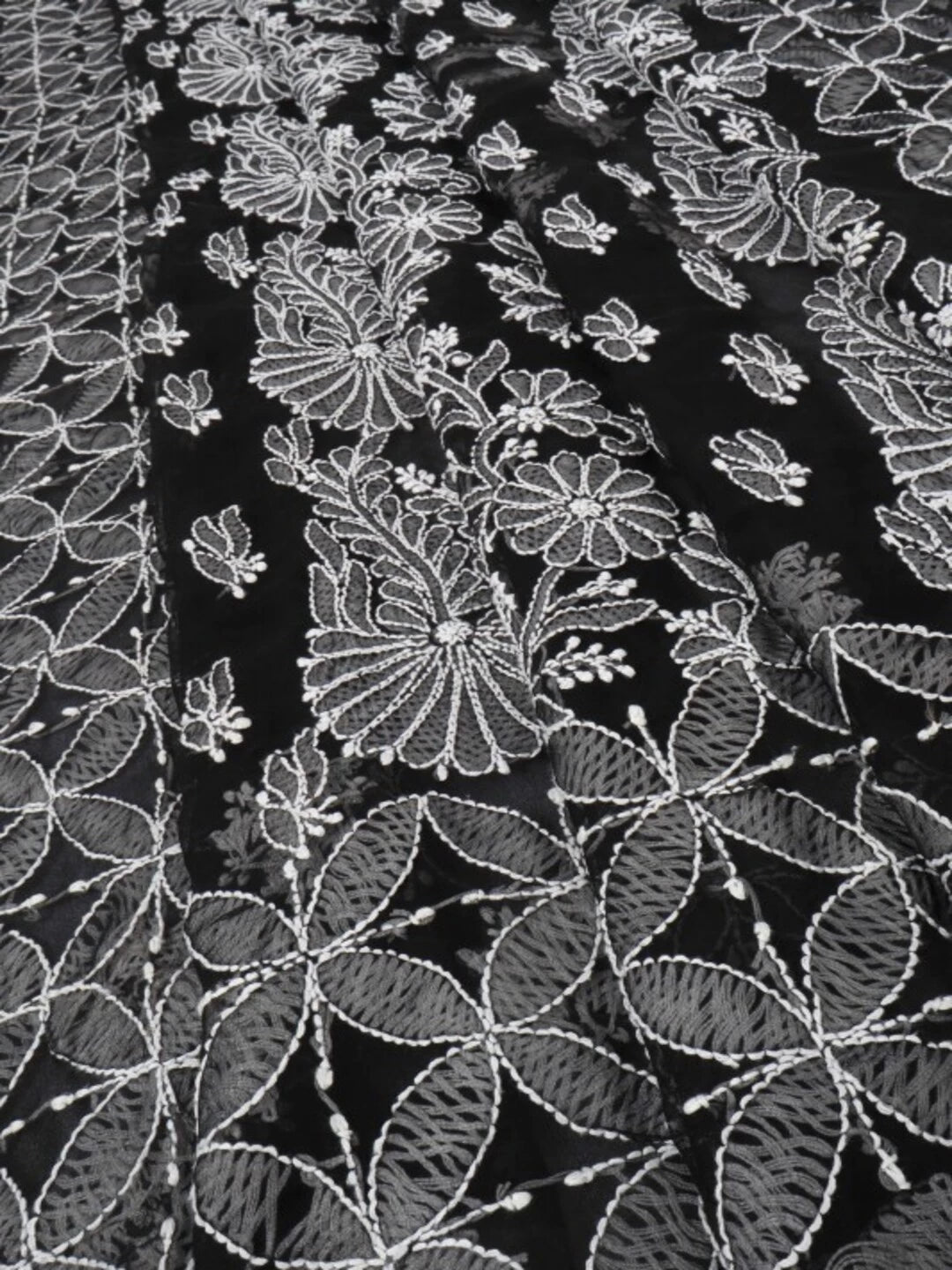 Ada Hand Embroidered Black Georgette Lucknowi Chikankari Saree with Blouse 01A103951