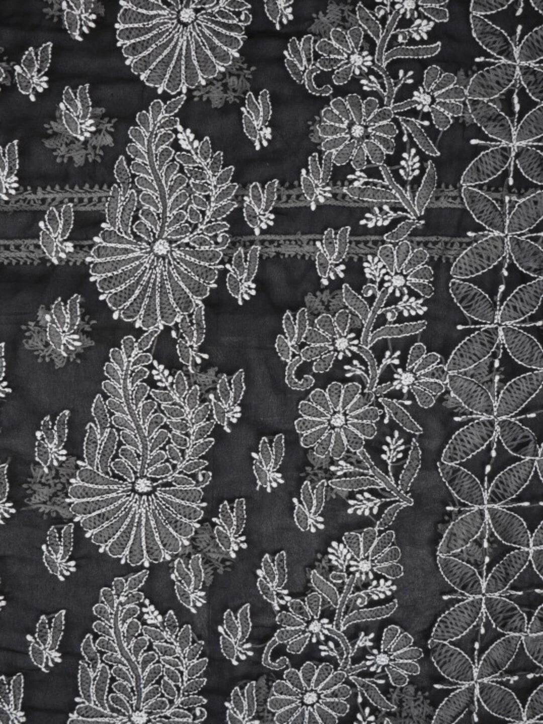 Ada Hand Embroidered Black Georgette Lucknowi Chikankari Saree with Blouse 01A103951