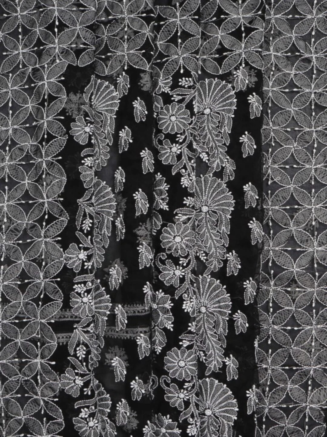 Ada Hand Embroidered Black Georgette Lucknowi Chikankari Saree with Blouse 01A103951