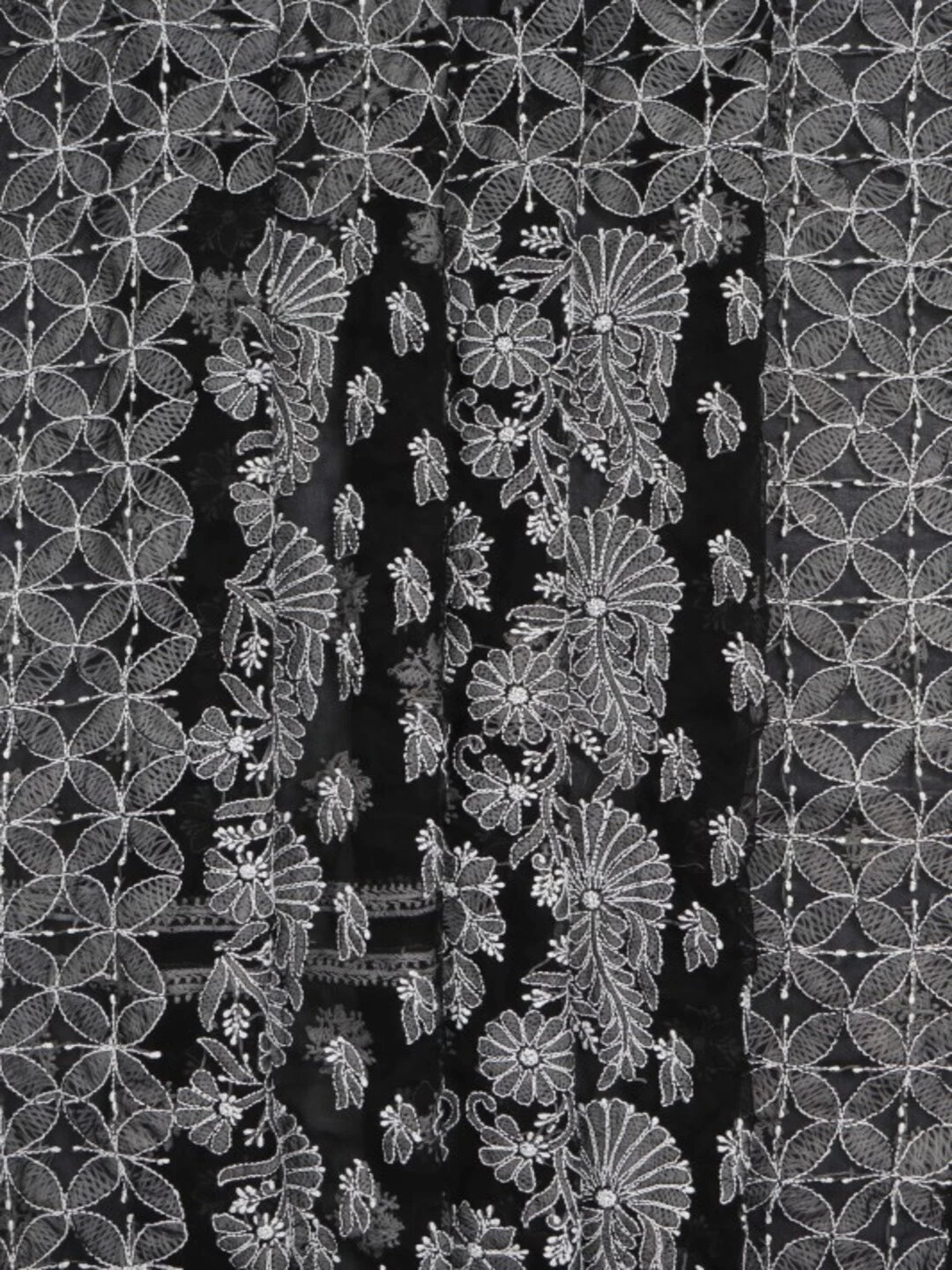 Ada Hand Embroidered Black Georgette Lucknowi Chikankari Saree with Blouse 01A103951