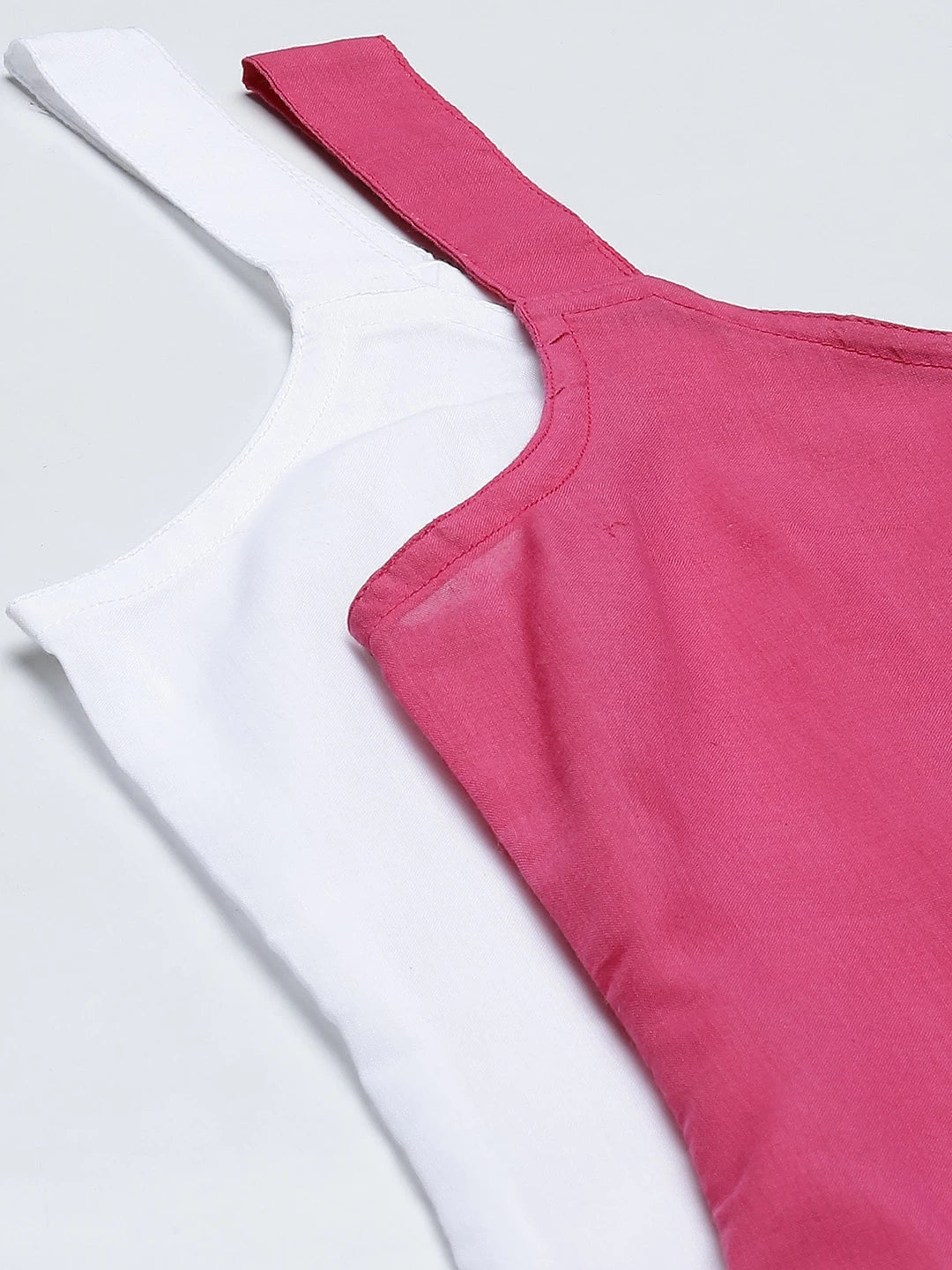 Ada White & Onion Pink Cotton Short Slips Combo of 2 A111169.