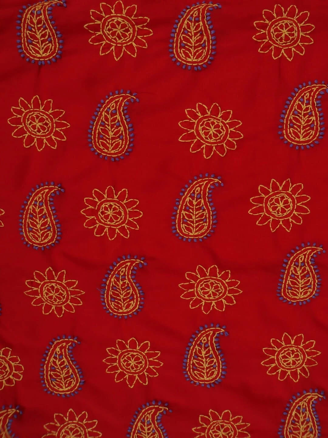 Ada Hand Embroidered Red Georgette Lucknow Chikankari Saree With Blouse A398465