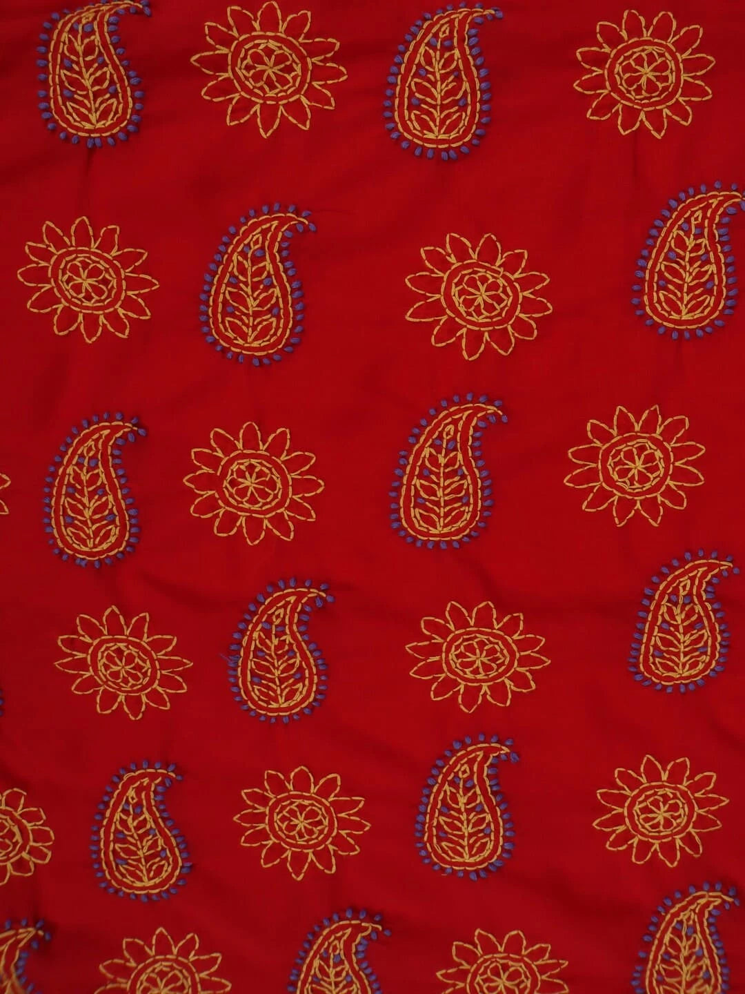 Ada Hand Embroidered Red Georgette Lucknow Chikankari Saree With Blouse A398465