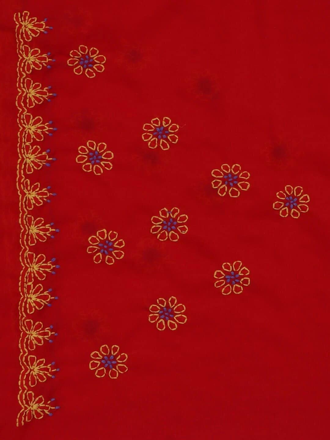 Ada Hand Embroidered Red Georgette Lucknow Chikankari Saree With Blouse A398465