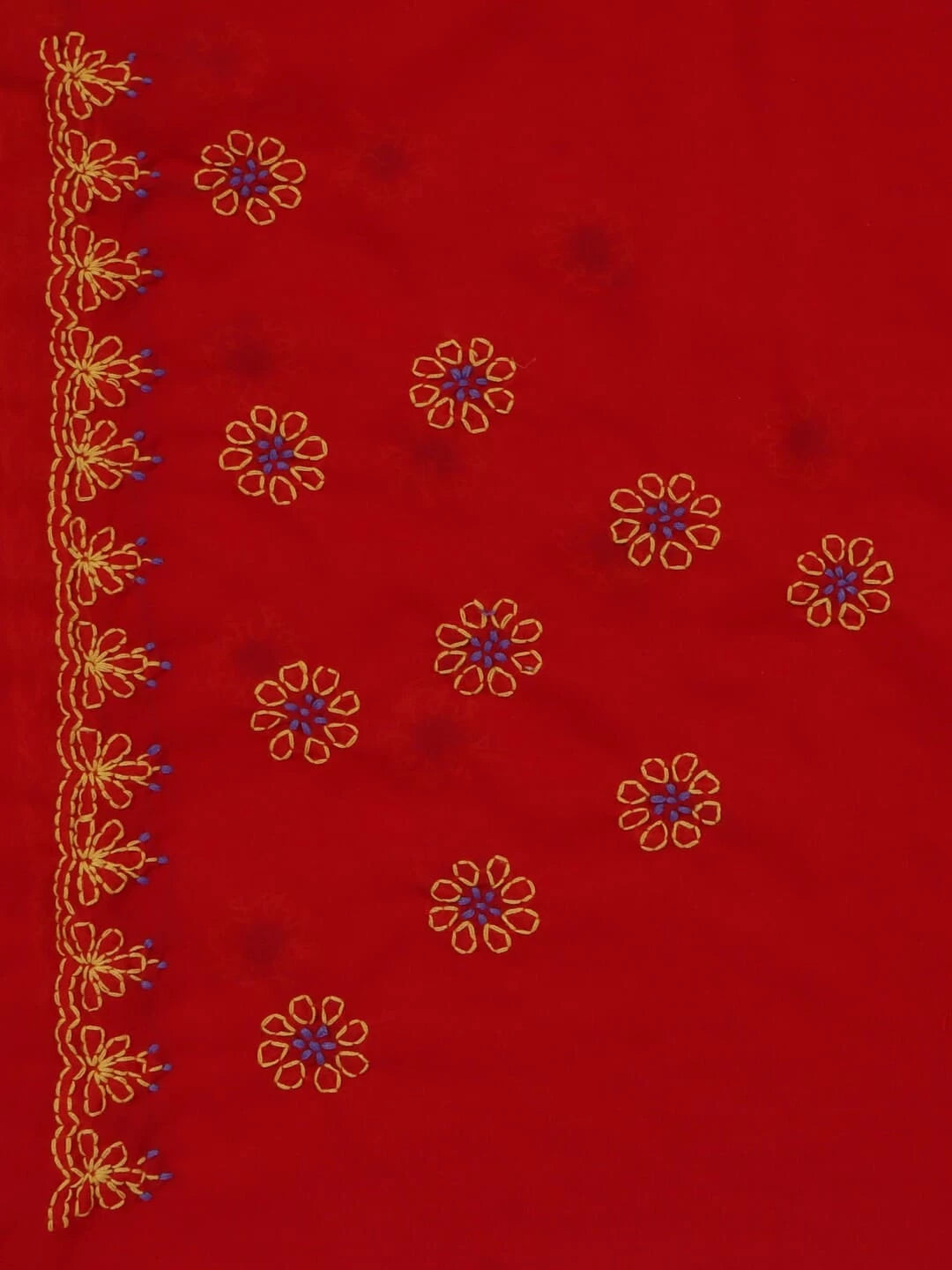 Ada Hand Embroidered Red Georgette Lucknow Chikankari Saree With Blouse A398465