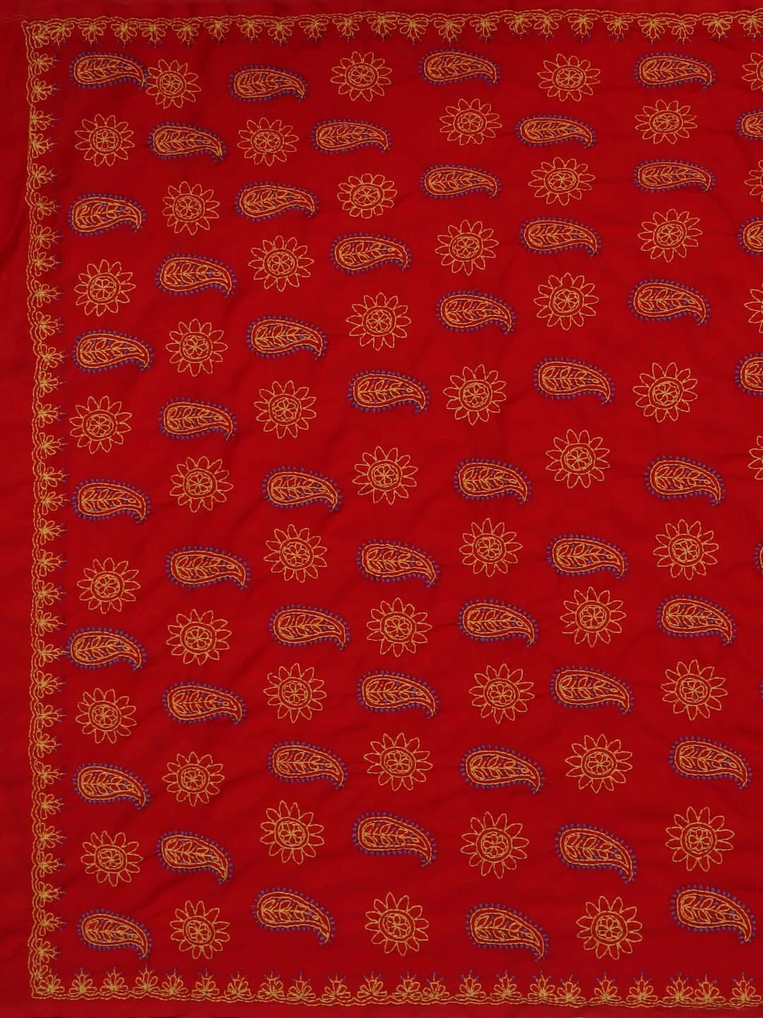 Ada Hand Embroidered Red Georgette Lucknow Chikankari Saree With Blouse A398465