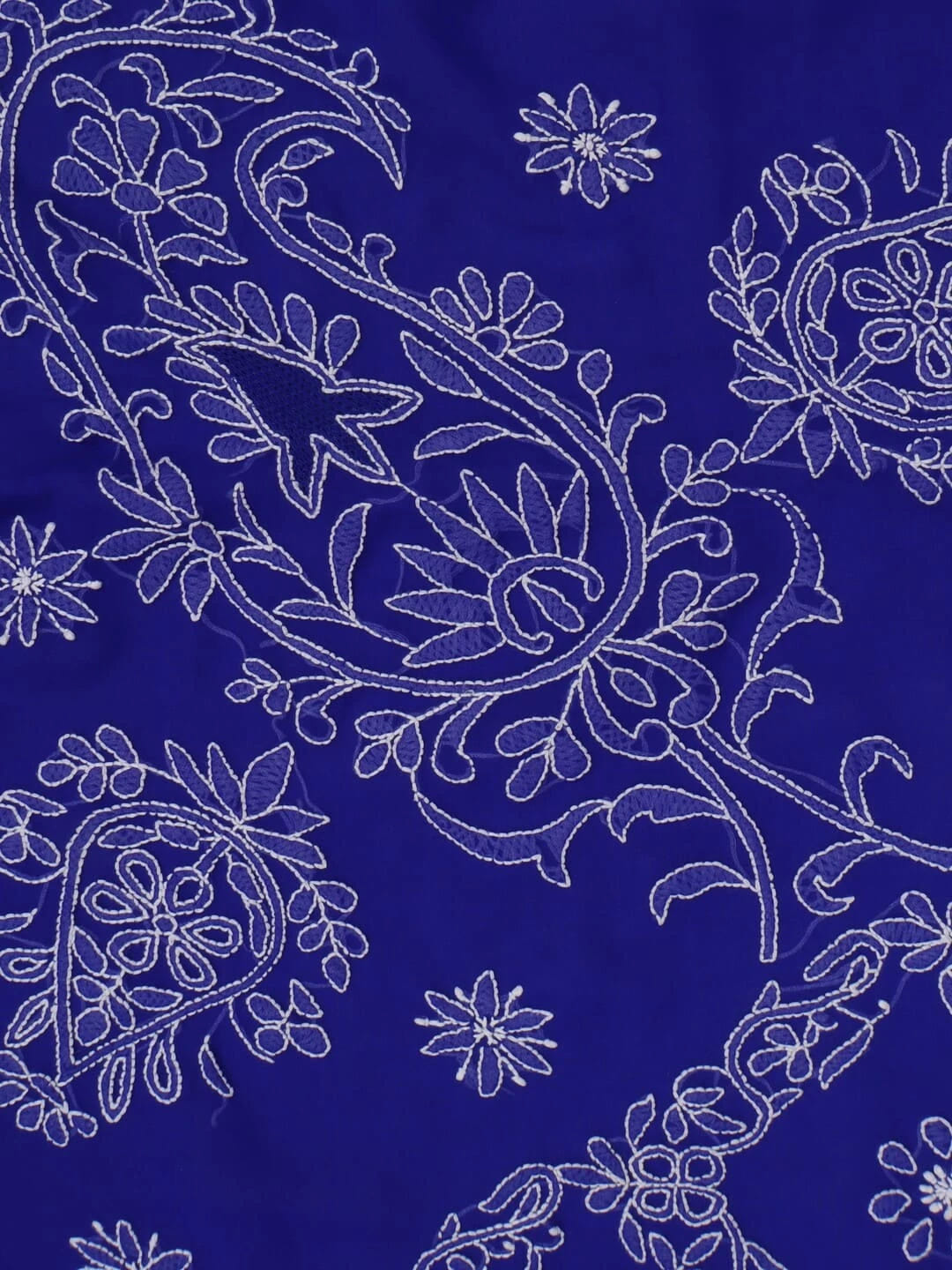 Ada Hand Embroidered Royal Blue Faux Georgette Lucknowi Chikankari Saree With Blouse 01A238155