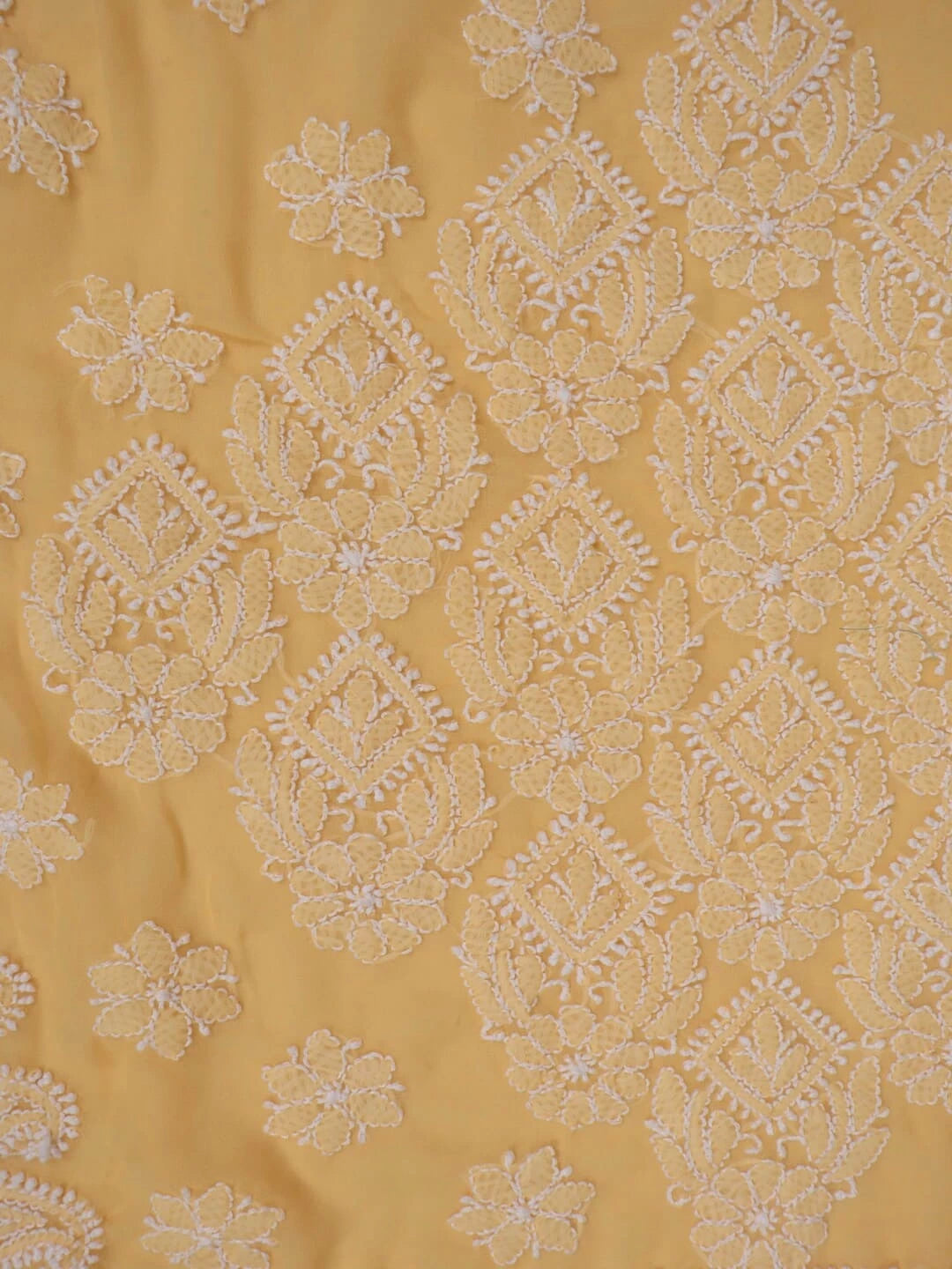 Ada Hand Embroidered Peach Faux Georgette Lucknowi Chikankari Saree With Blouse 01A104080