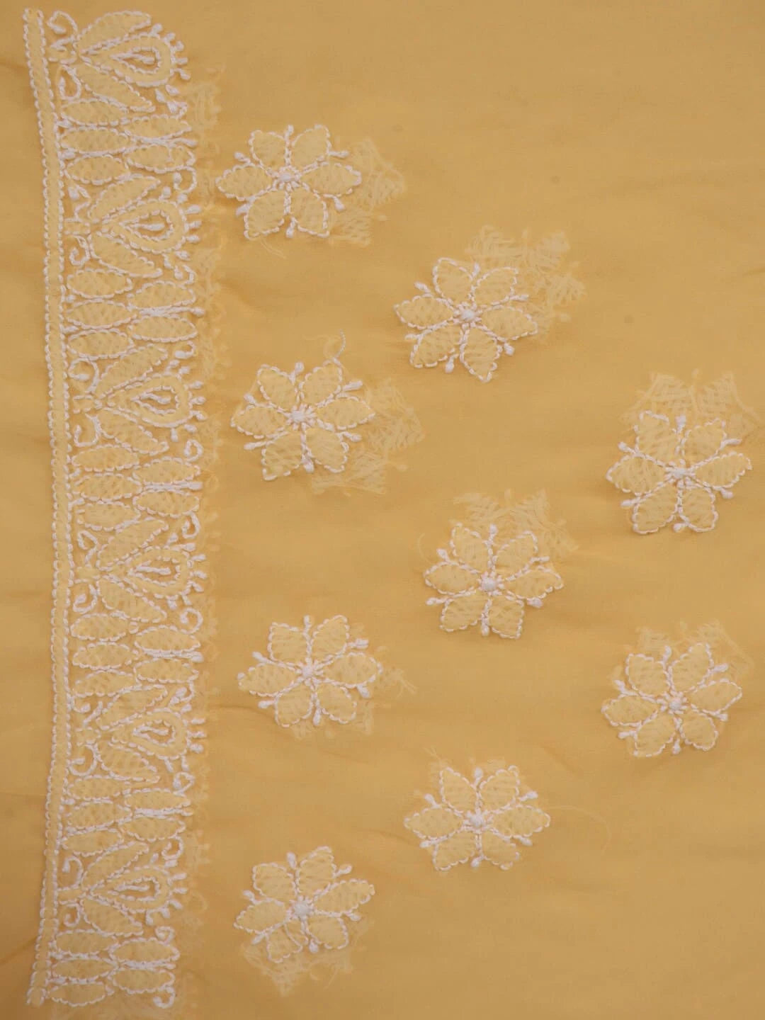 Ada Hand Embroidered Peach Faux Georgette Lucknowi Chikankari Saree With Blouse 01A104080