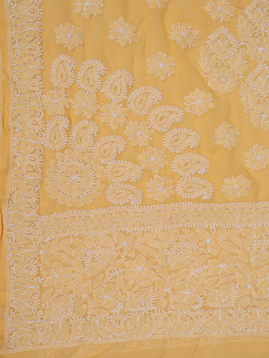Ada Hand Embroidered Peach Faux Georgette Lucknowi Chikankari Saree With Blouse 01A104080