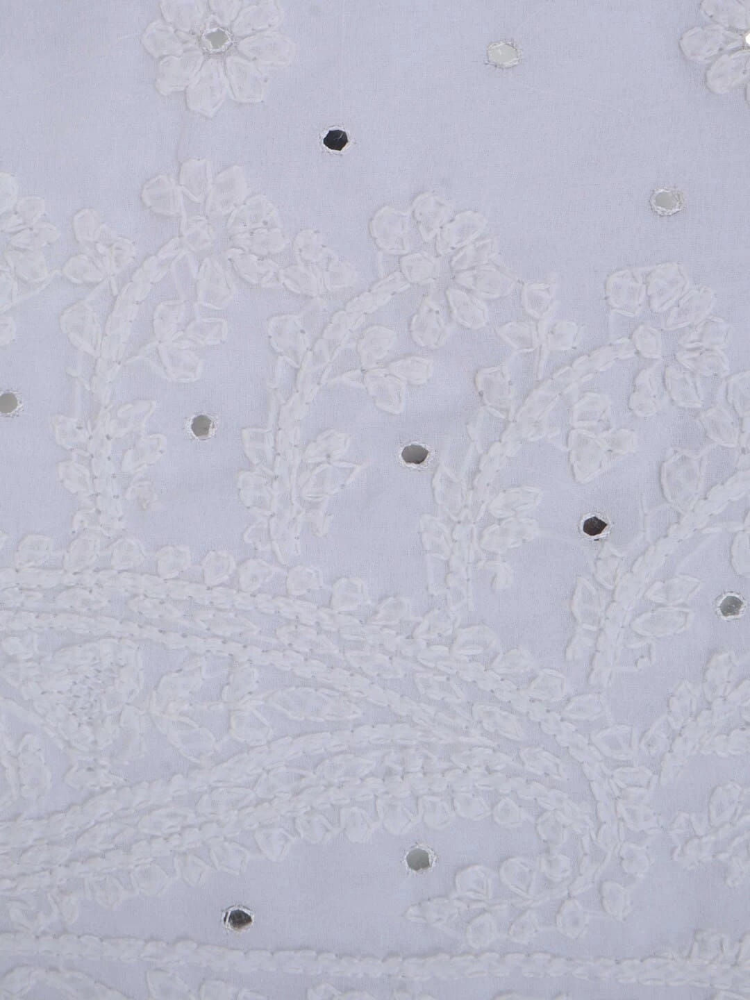Ada Hand Embroidered White Georgette Lucknowi Chikankari Saree/Blouse With Mirror Work 01A38666