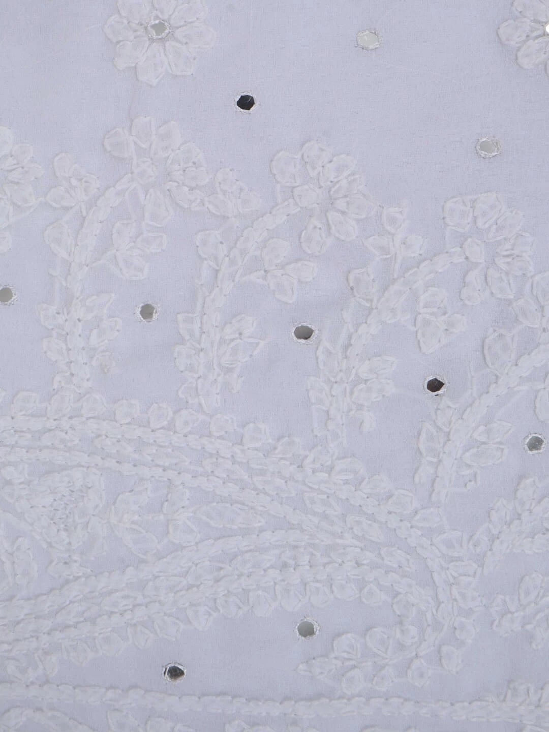 Ada Hand Embroidered White Georgette Lucknowi Chikankari Saree/Blouse With Mirror Work 01A38666