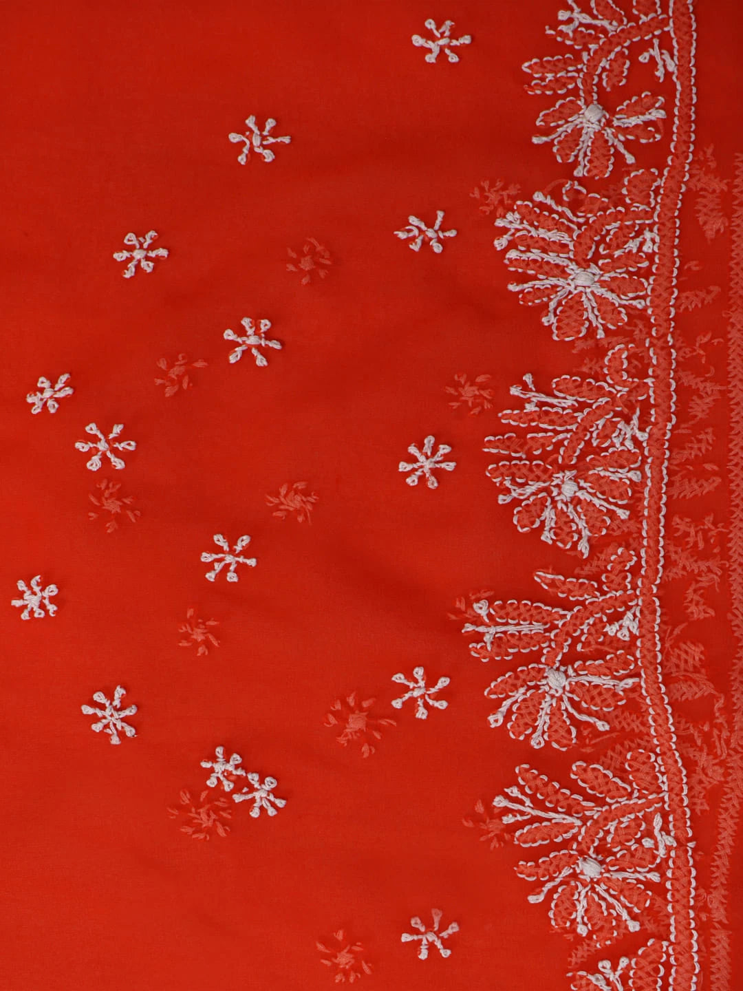 Ada Hand Embroidered Orange Georgette Lucknowi Chikankari Saree With Blouse A170289