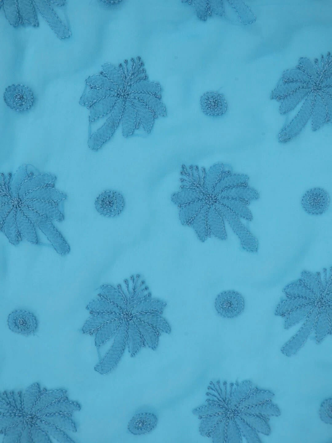 Ada Hand Embroidered Blue Georgette Lucknowi Chikankari Saree With Blouse 01A13433