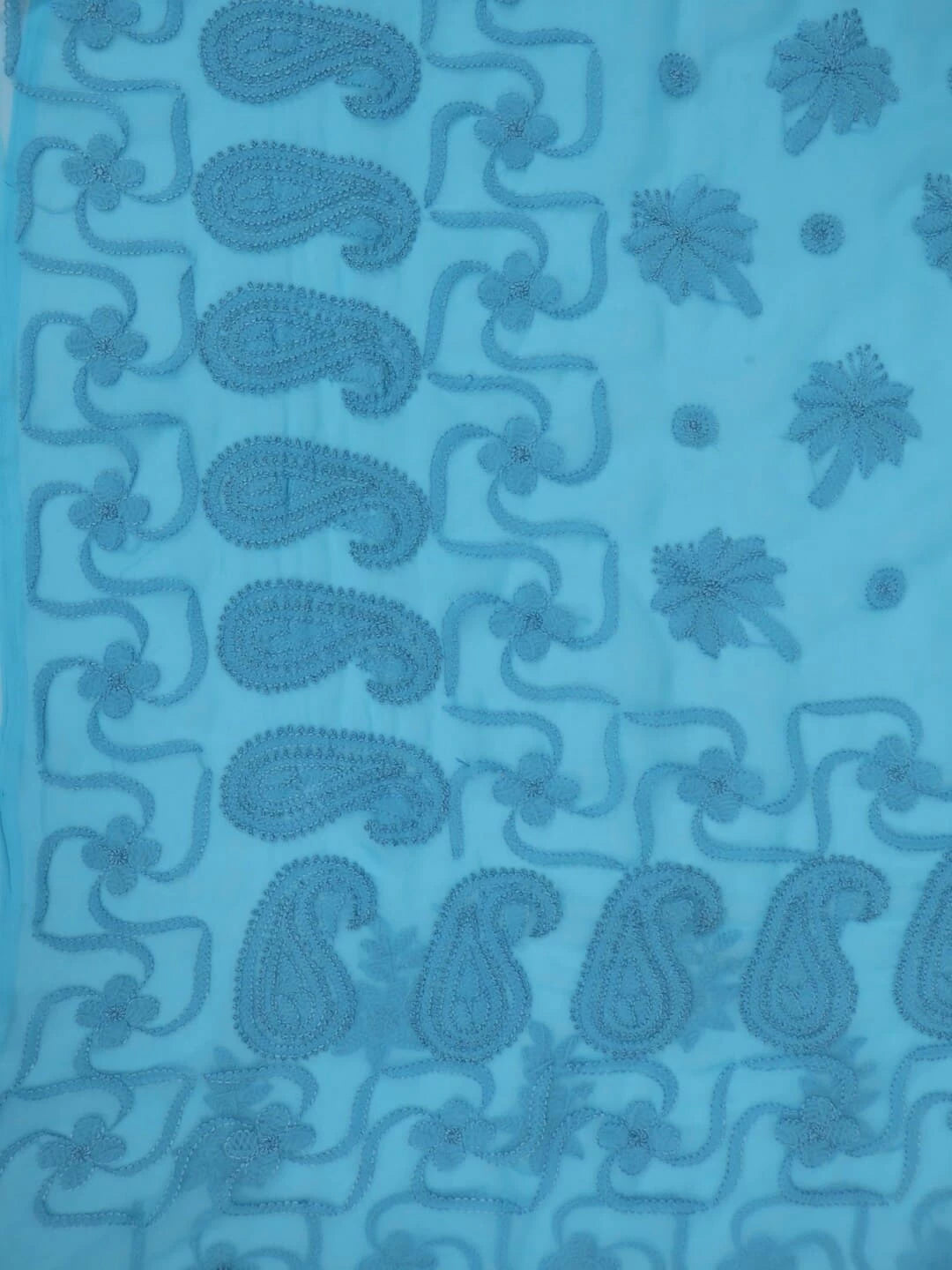 Ada Hand Embroidered Blue Georgette Lucknowi Chikankari Saree With Blouse 01A13433