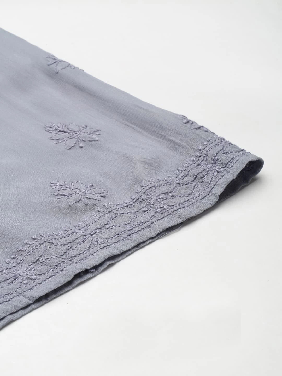 Ada Hand Embroidered Grey Viscose Georgette Lucknowi Chikankari Palazzo A711156