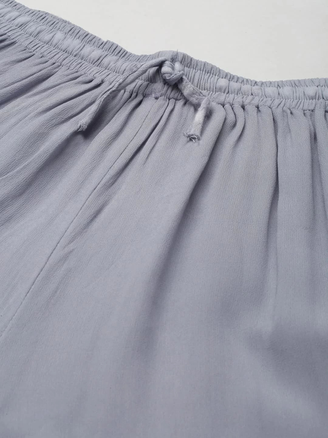Ada Hand Embroidered Grey Viscose Georgette Lucknowi Chikankari Palazzo A711156