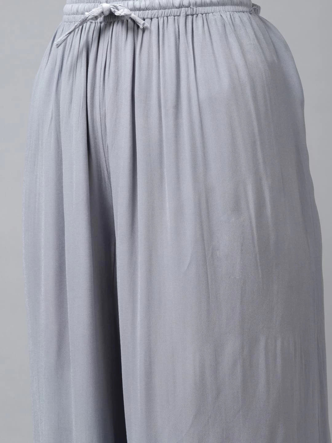 Ada Hand Embroidered Grey Viscose Georgette Lucknowi Chikankari Palazzo A711156